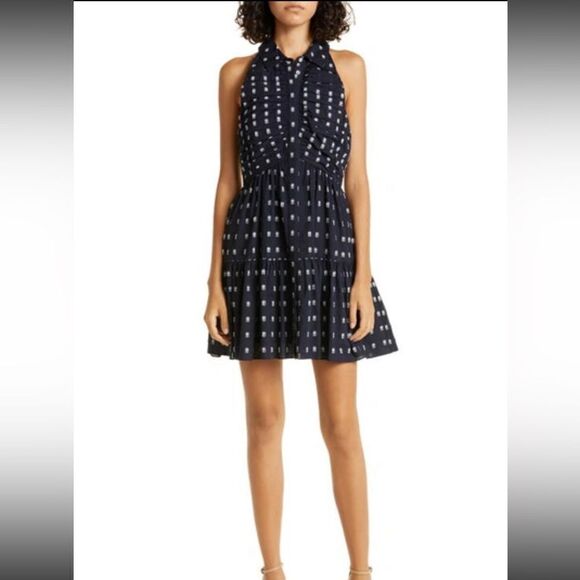 NWT Cinq a Sept Beryl Mini Blue Navy Dress Ruched Size 4 - Picture 8 of 14